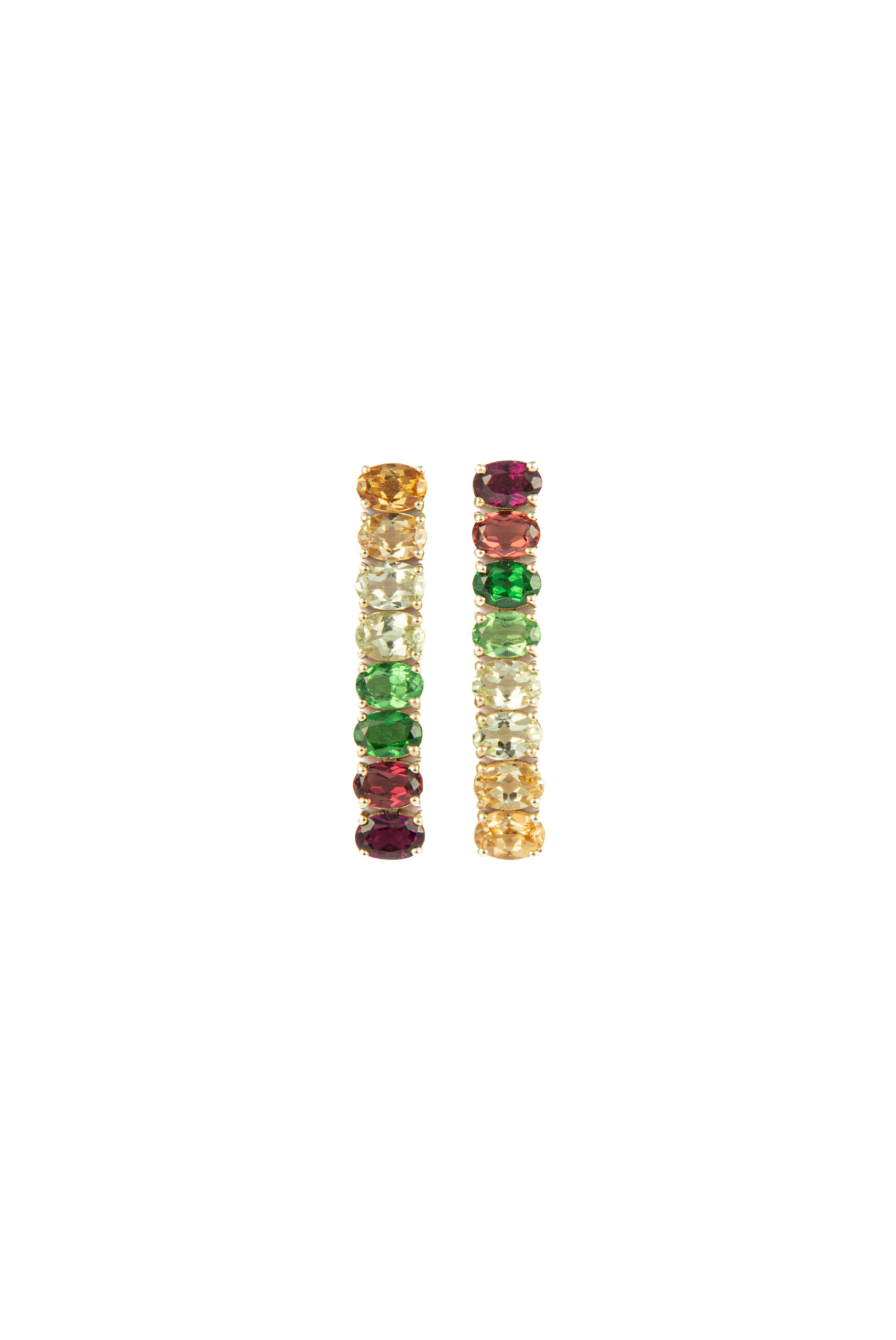 Orecchini in Oro Giallo 9k con Granato Mandarino 2,35 ct, Grossularia 2,35 ct, Tsavorite 2,35 ct e Rodolite 2,35 ct