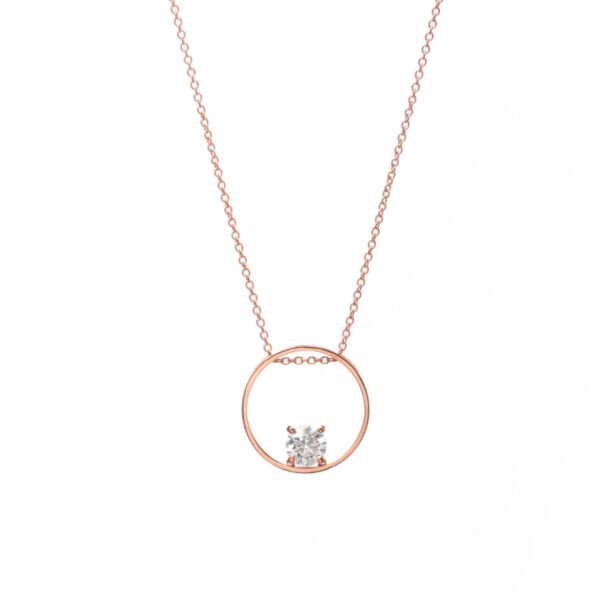 Collana in Oro Rosa 18k con Diamante 0,5 ct