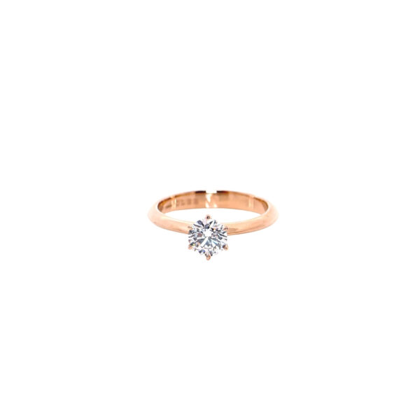 Solitario in Oro Rosa 18k con Diamante 0,78ct color F