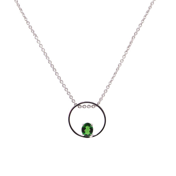 Collana in Oro Bianco 9k con Tsavorite 0,52 ct