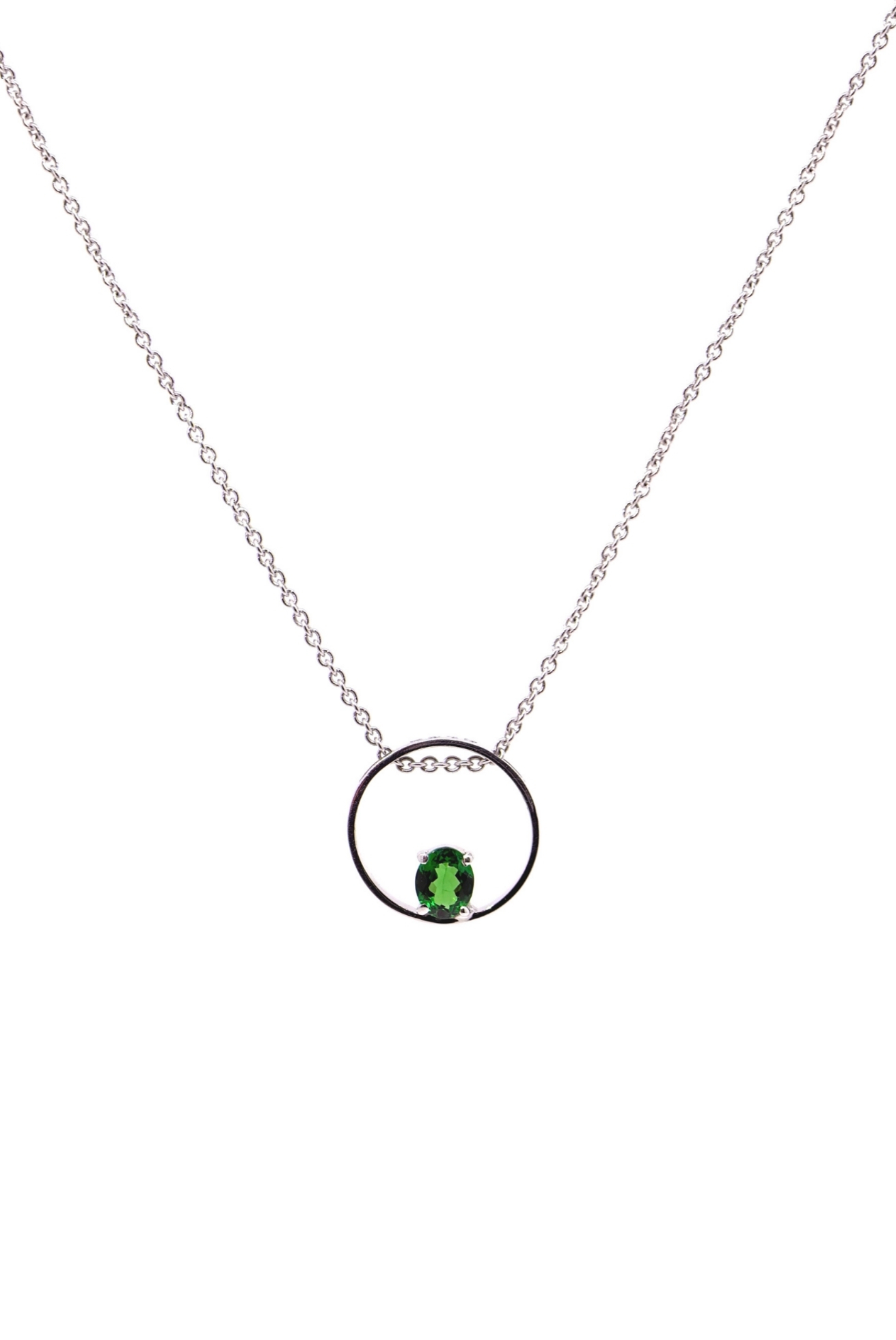 Collana in Oro Bianco 9k con Tsavorite 0,52 ct