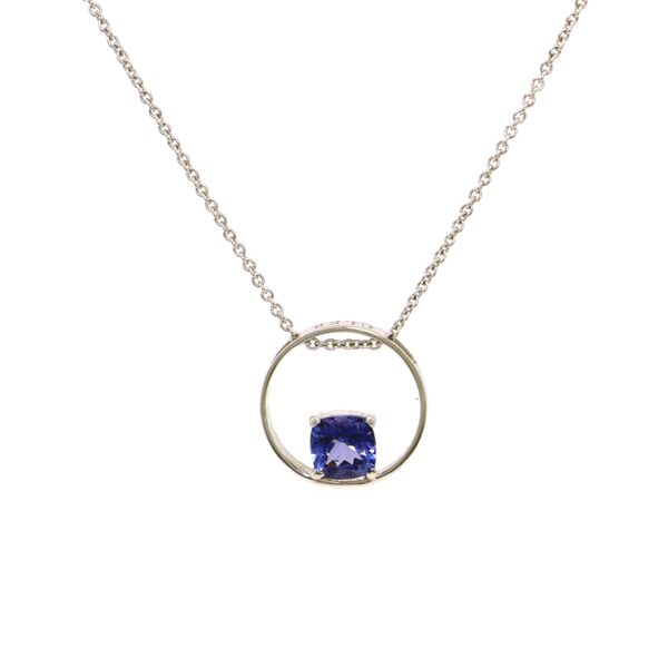 Collana in Oro Bianco 9k con Tanzanite 0,72 ct
