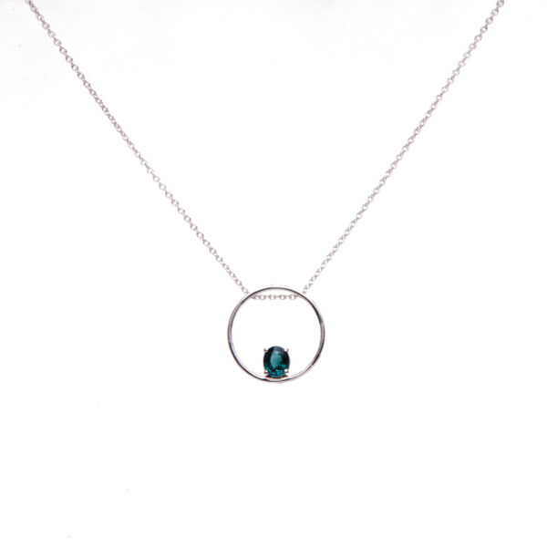 Collana in Oro Bianco 9k con Tormalina Indicolite 0,49ct