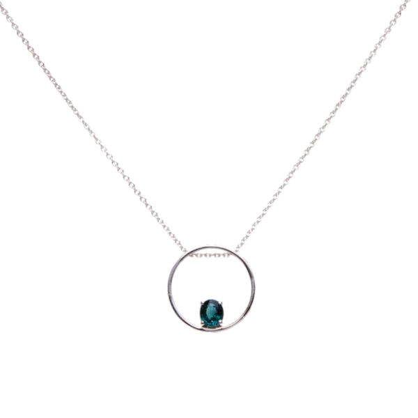 Collana in Oro Bianco 9k con Tormalina Indicolite 0,49ct
