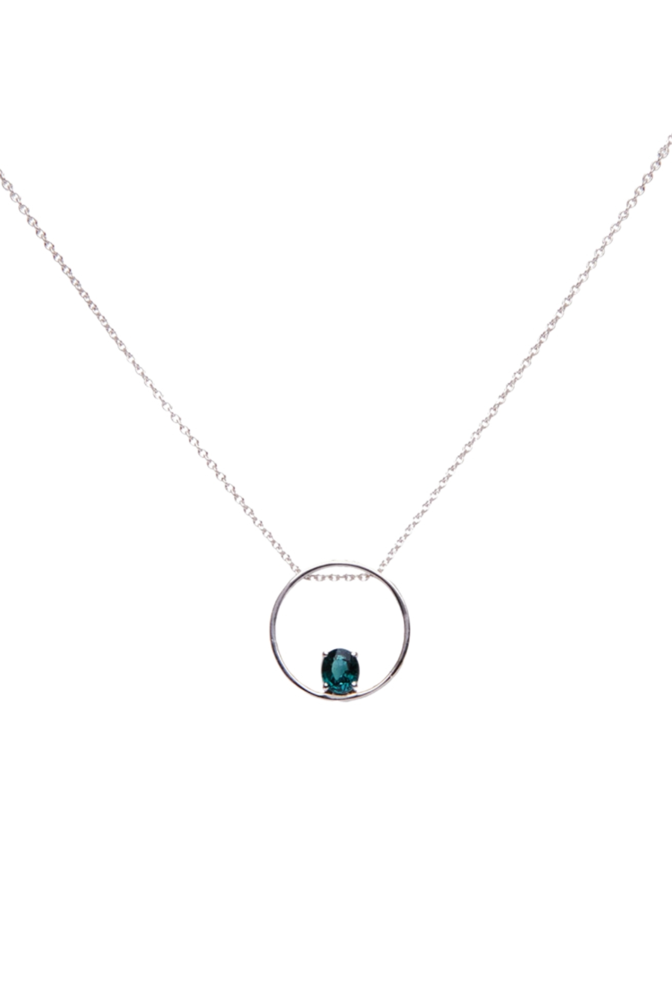Collana in Oro Bianco 9k con Tormalina Indicolite 0,49ct