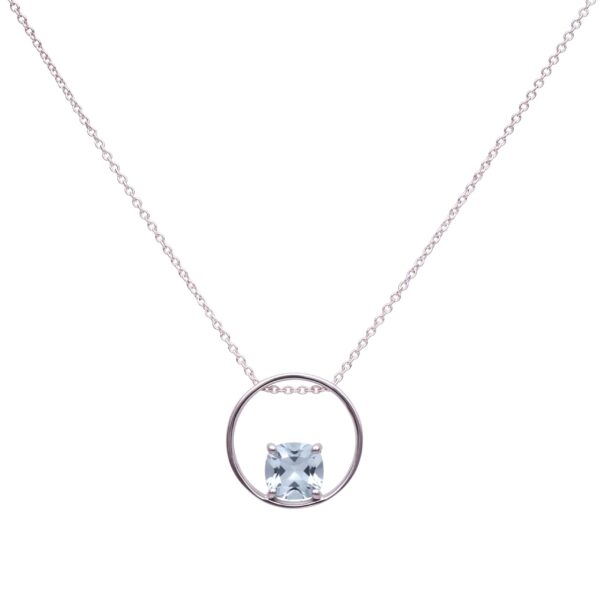 Collana in Oro Bianco 9k con Acquamarina 0,65 ct