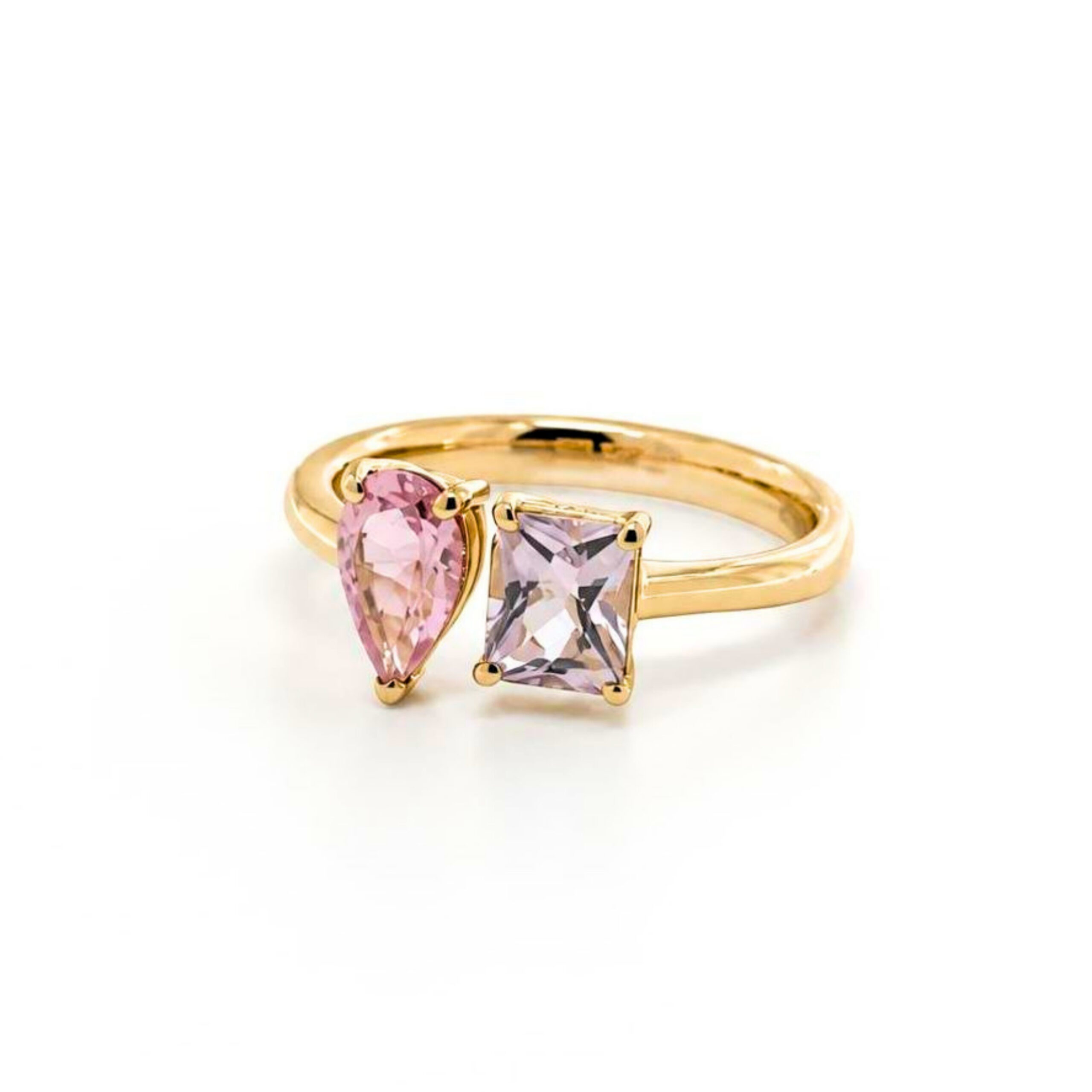 Anello in Oro Giallo 18k con Tormalina 0,87ct e 0,69ct - immagine 2