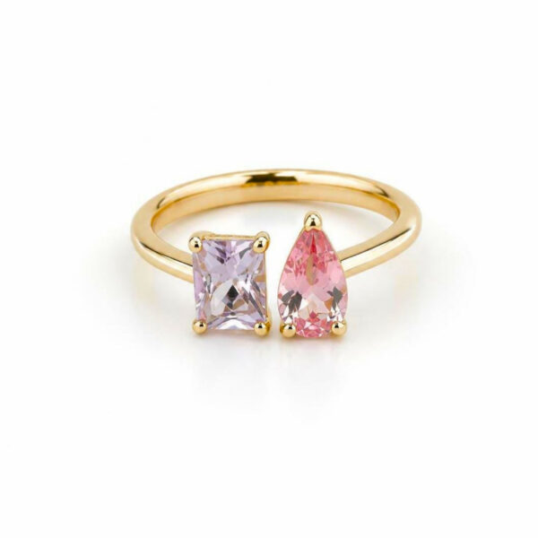 Anello in Oro Giallo 18k con Tormalina 0,87ct e 0,69ct