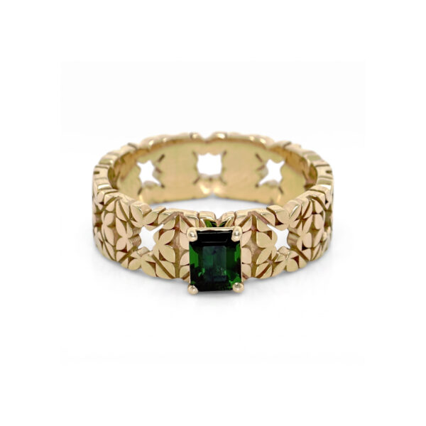 Solitario Monogram in Oro Giallo 9k con Tsavorite 0,57ct