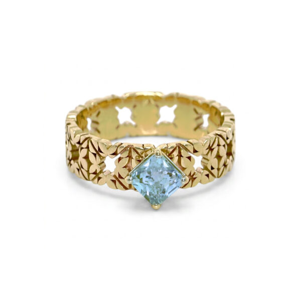 Solitario Monogram Cler in Oro Giallo 9k con Acquamarina 0,73ct