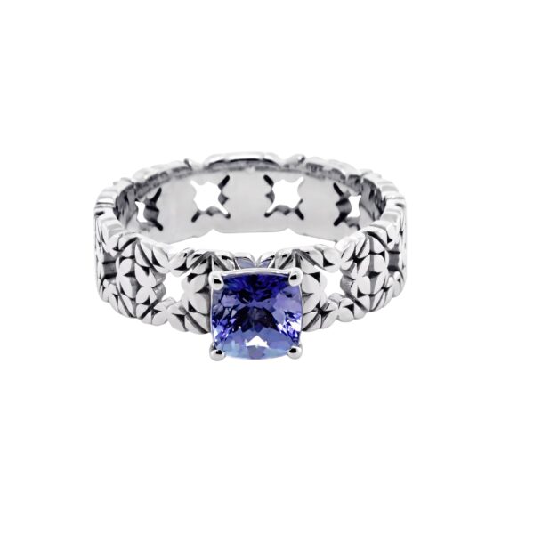 Solitario Monogram Cler in Oro Bianco 9k con Tanzanite 1,22ct