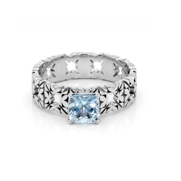 Solitario Monogram Cler in Oro Bianco 9k con Acquamarina 0,97ct