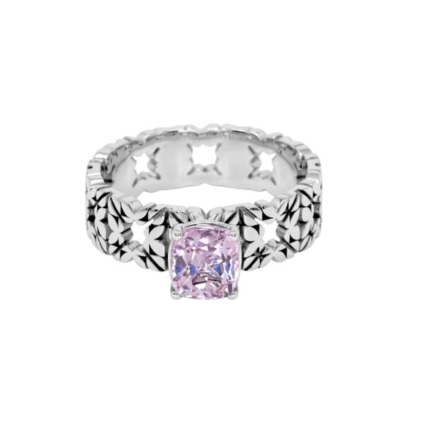Solitario Monogram Cler in Oro Bianco 9k con Kunzite 1,38ct