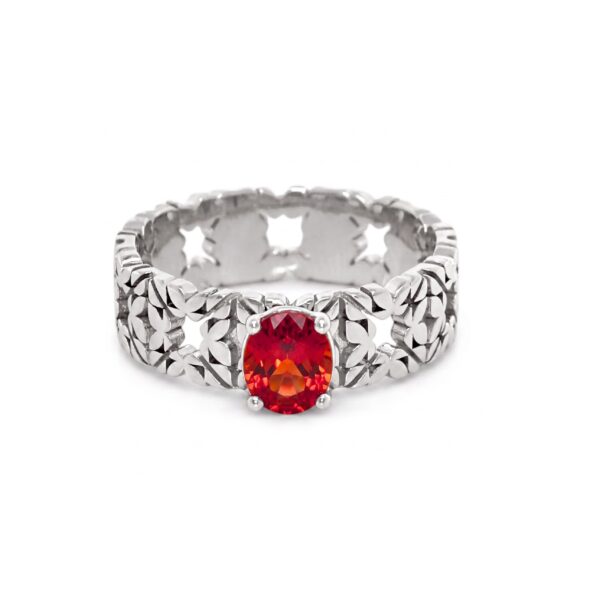 Solitario Monogram Cler in Oro Bianco 9k con Rubino 0,82ct