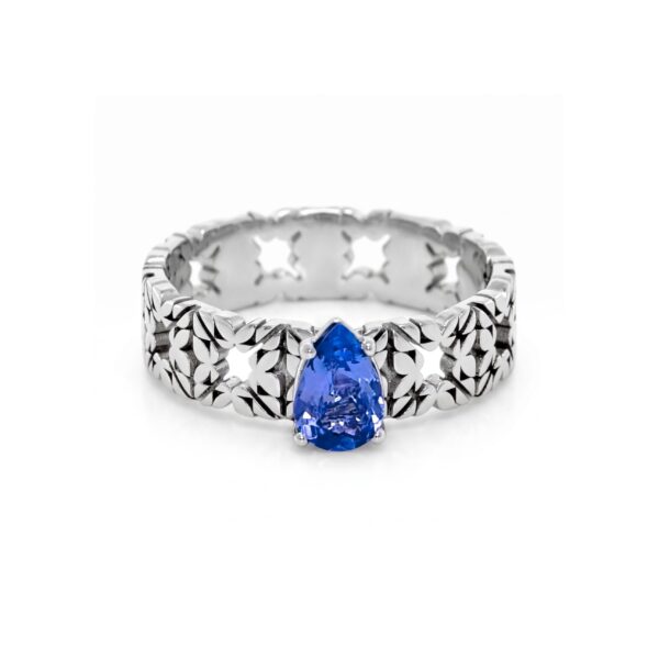 Solitario Monogram Cler in Oro Bianco 9k con Tanzanite 0,75ct