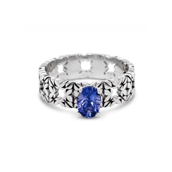 Solitario Monogram Cler in Oro Bianco 9k con Tanzanite 0,92ct
