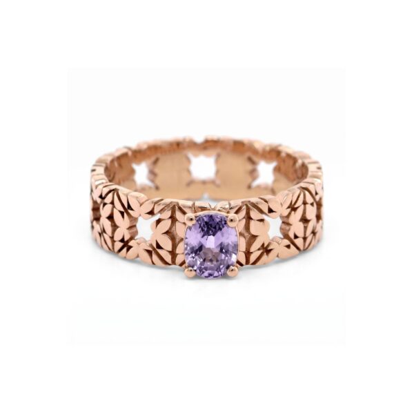 Solitario Monogram Cler in Oro Rosa 9k con Zaffiro 0,63ct