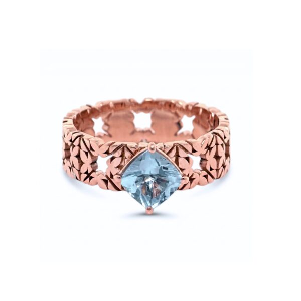 Solitario Monogram Cler in Oro Rosa 9k con Acquamarina 0,85ct